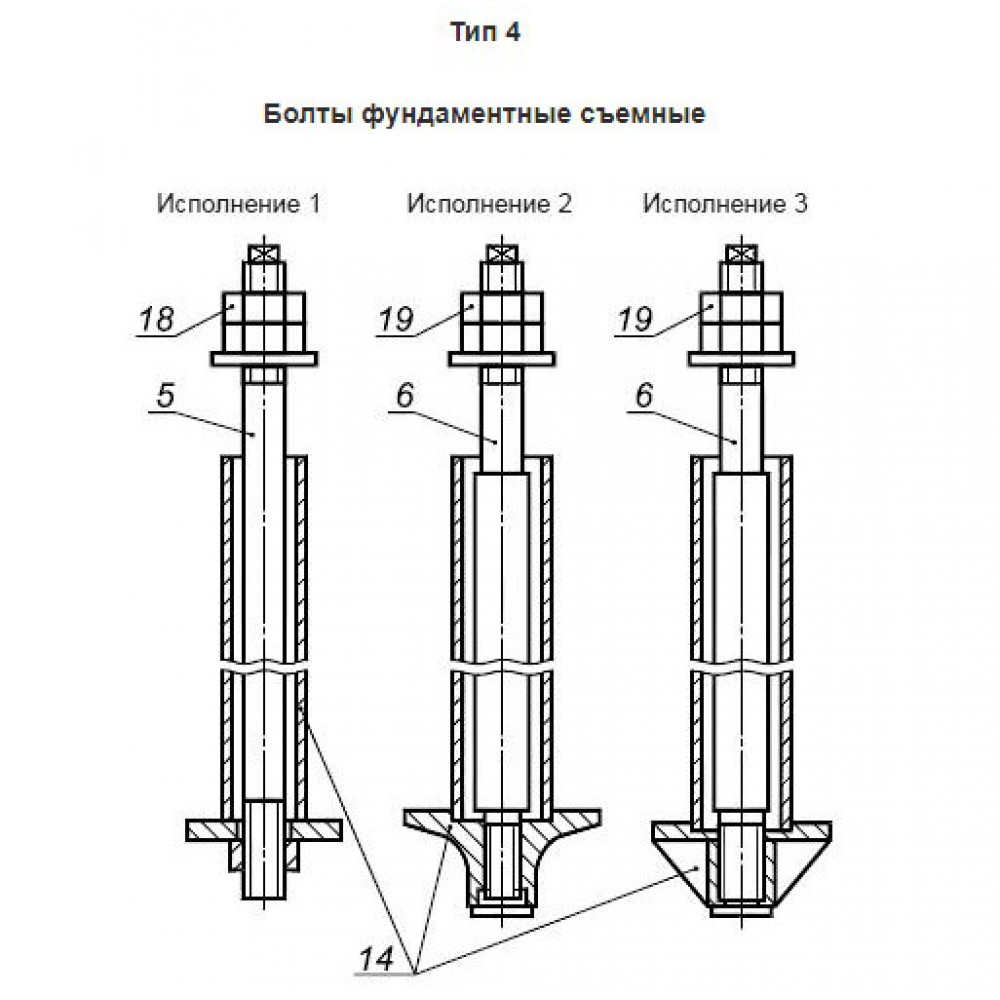 Анкерный болт ГОСТ 24379.1-80 в трех исполнениях