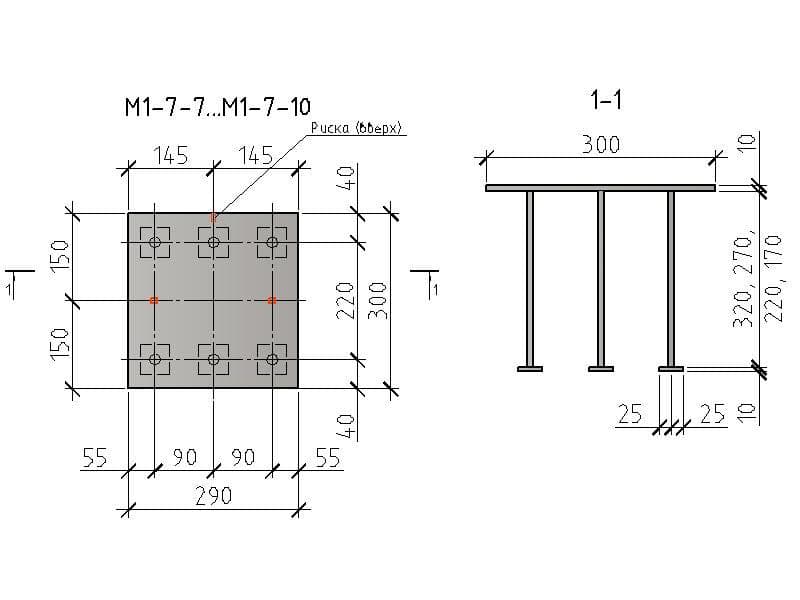 Чертеж изделия М1-7-7...М1-7-10