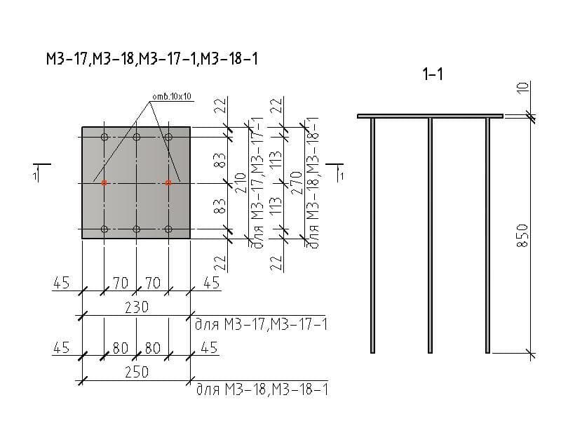 Чертеж изделия М3-17, М3-18, М3-17-1, М3-18-1