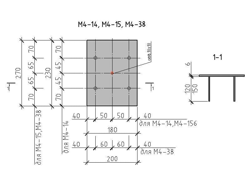 Чертеж изделия М4-14, М4-15, М4-38