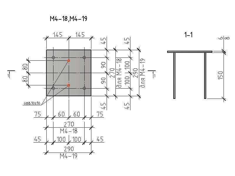Чертеж изделия М4-18, М4-19
