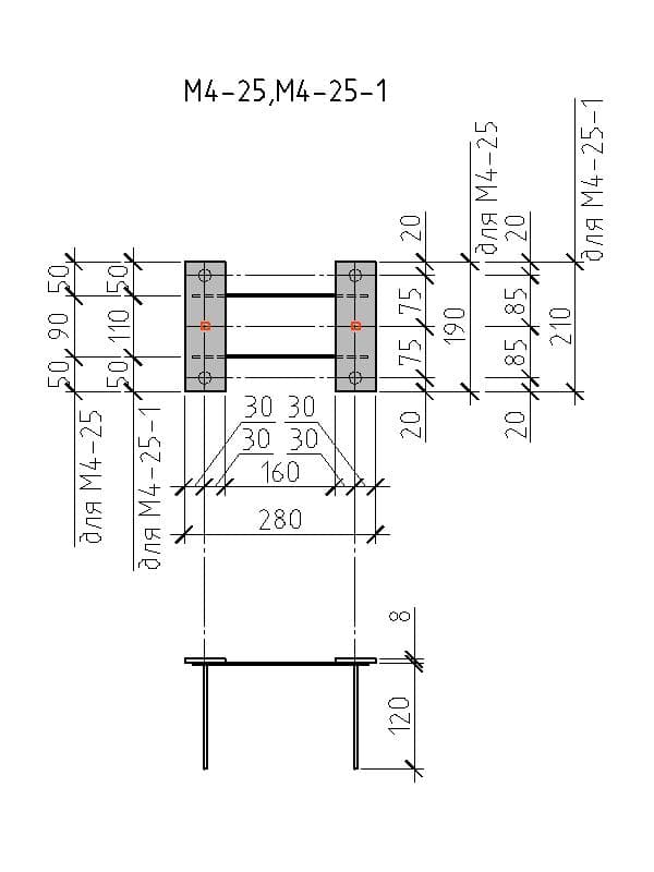 Чертеж изделия М4-25, М4-25-1