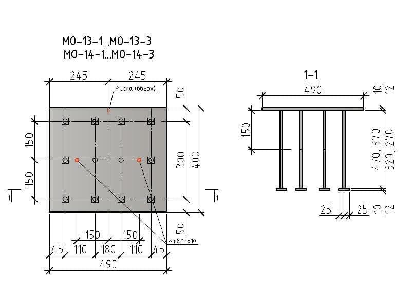 Чертеж изделия МО-13-1...МО-13-3,МО-14-1...МО-14-3