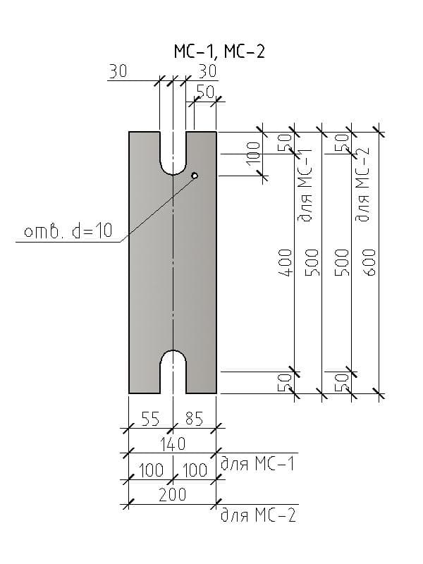 Чертеж изделия МС-1, МС-2