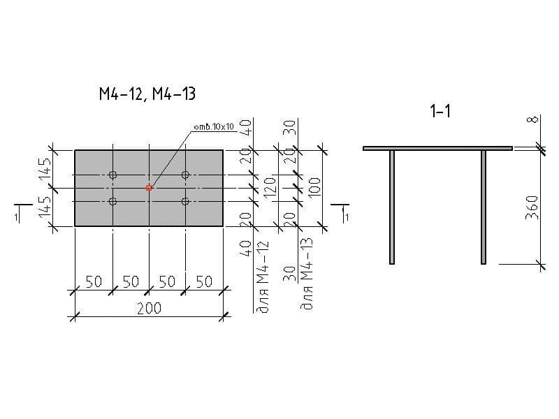 Чертеж изделия М4-12, М4-13