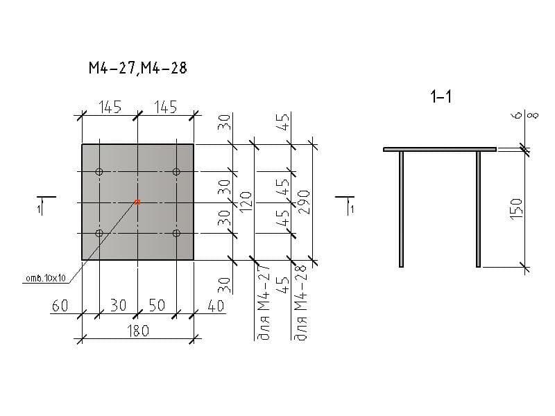 Чертеж изделия М4-27, М4-28