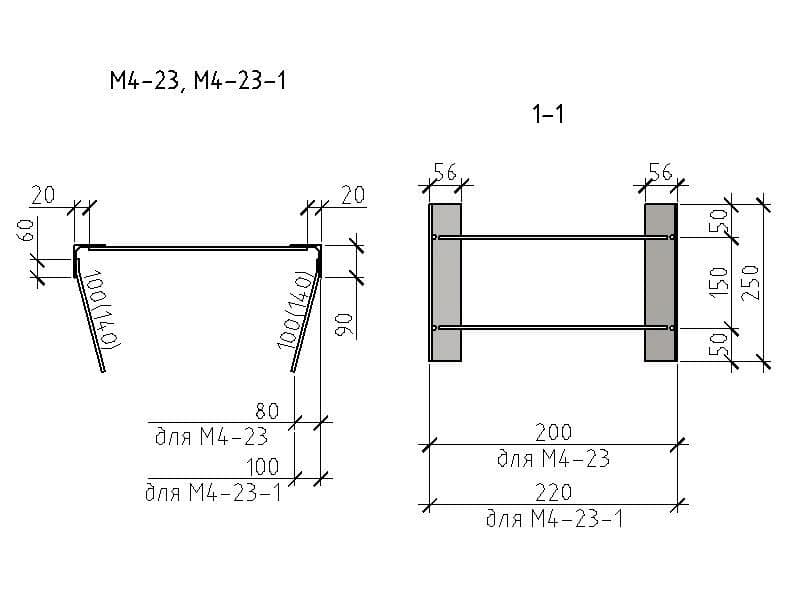 Чертеж изделия М4-23, М4-23-1