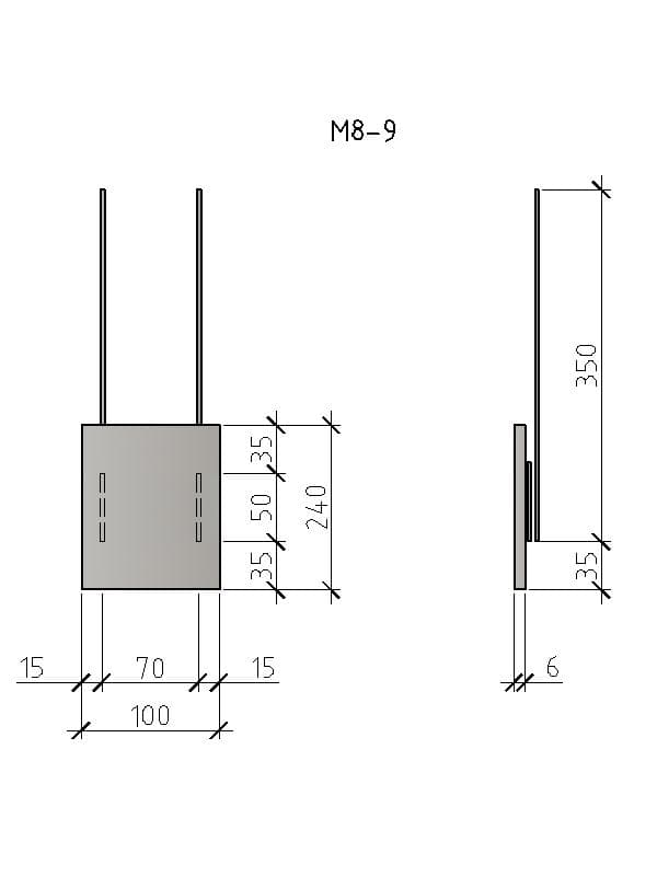 Чертеж изделия закладного М8-9