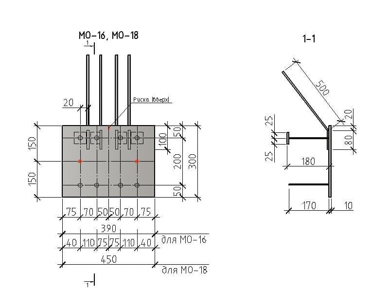 Чертеж изделия МО-16, МО-18