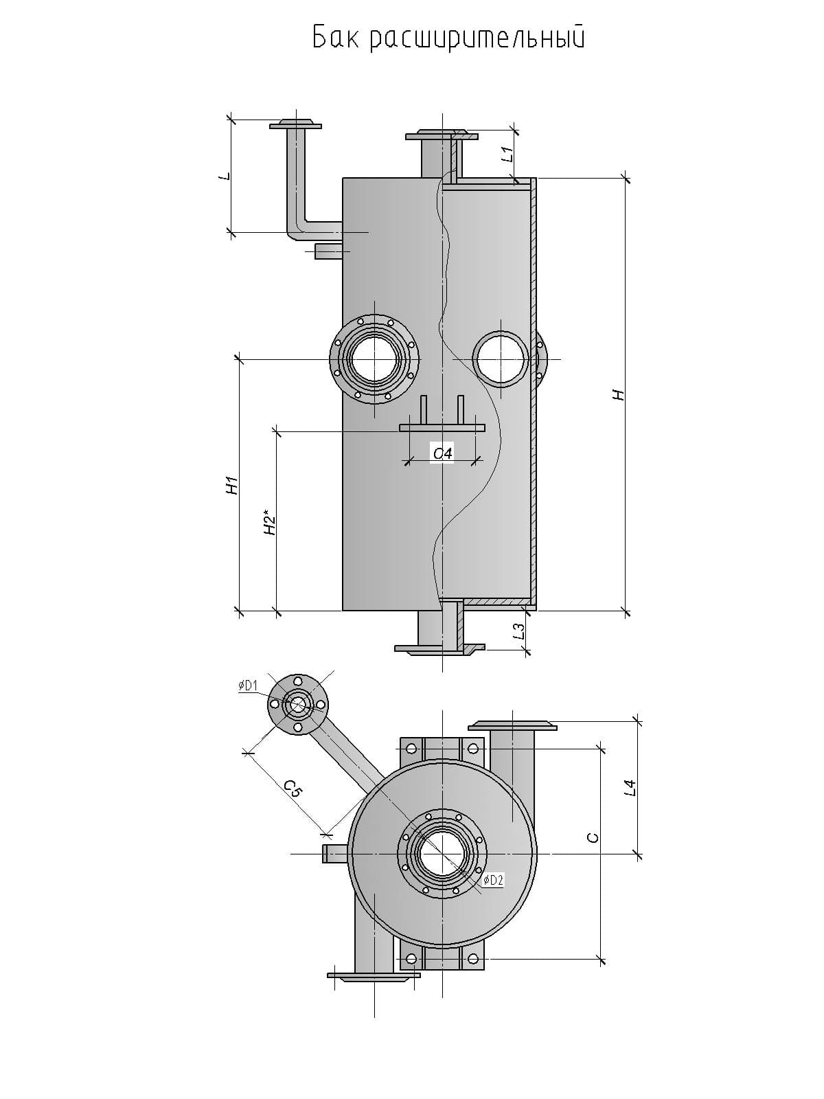 Чертеж бака расширительного