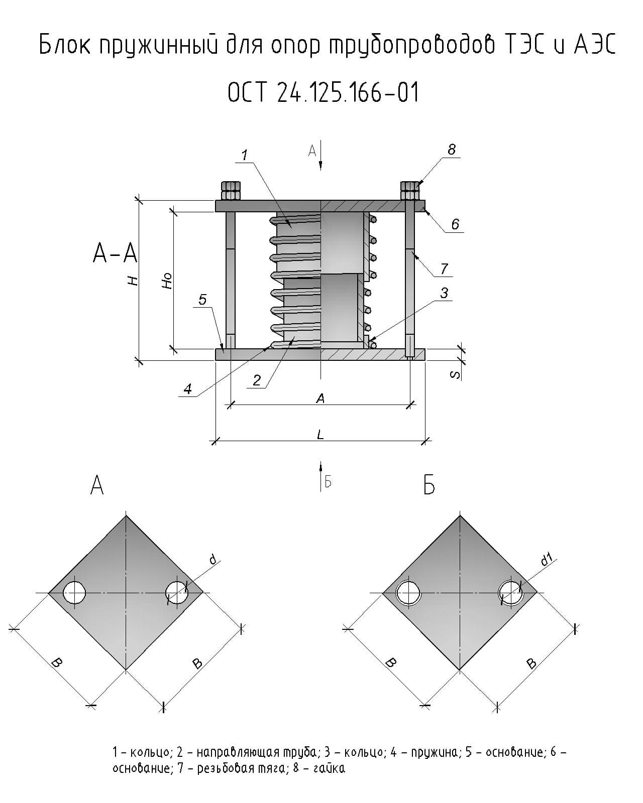 чертеж блока пружинного для опор