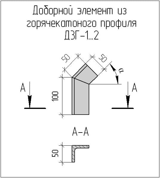Чертеж доборного элемента Д3Г-1...2