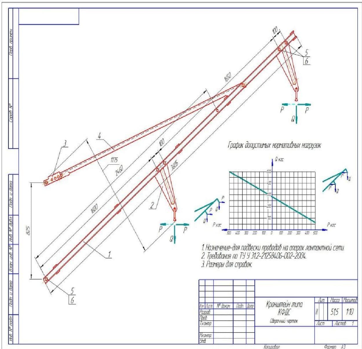 Чертеж Кронштейн тип КФДС