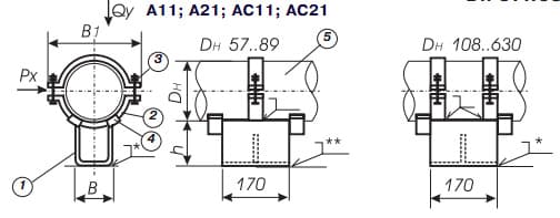 Чертеж опоры корпусной хомутовой