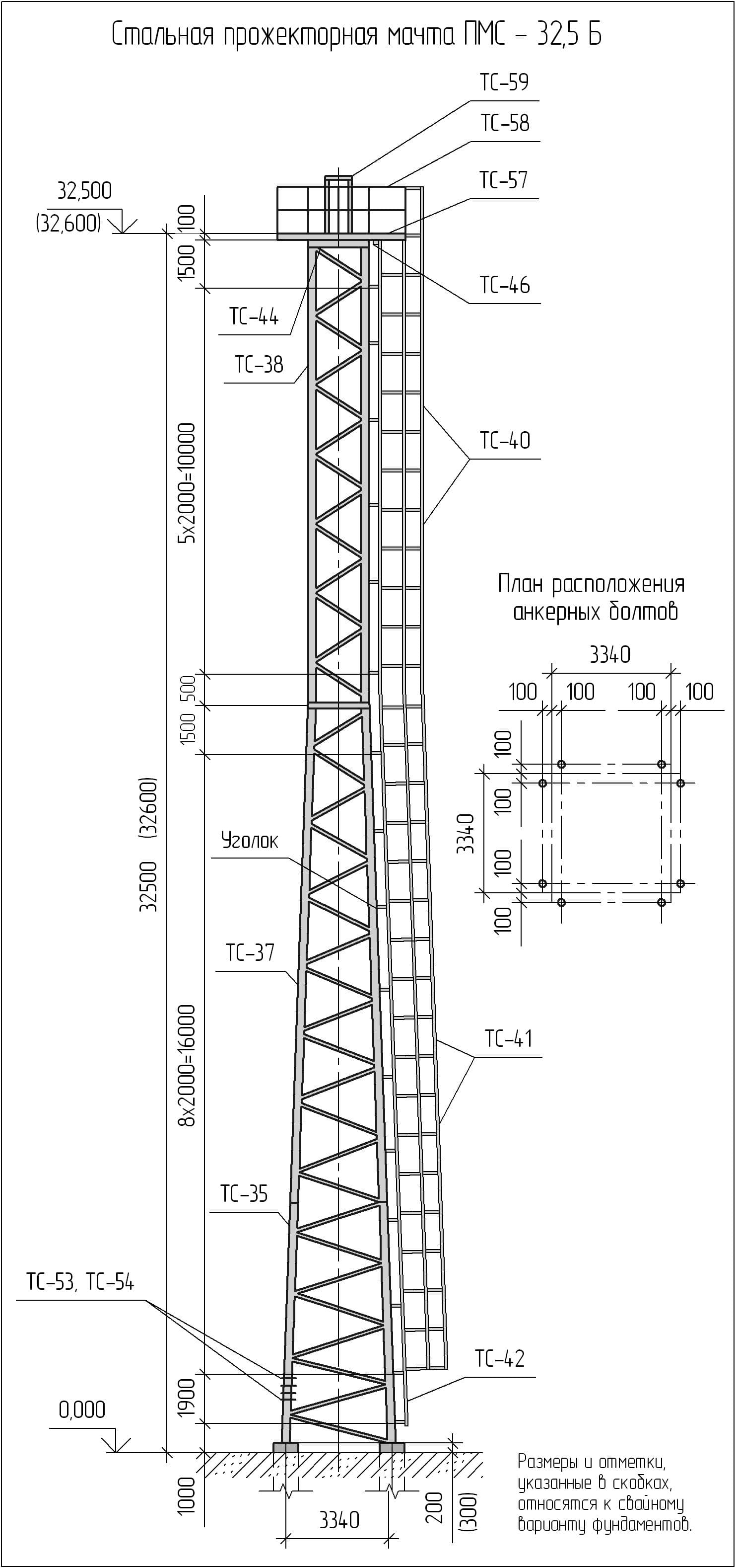 Чертеж мачты ПМС-32,5Б