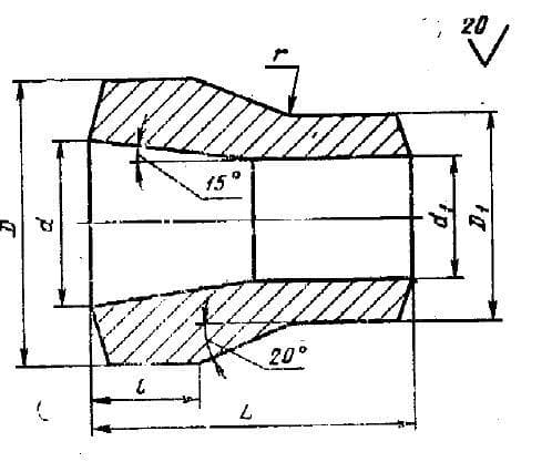 Чертеж перехода ГОСТ 22826-83