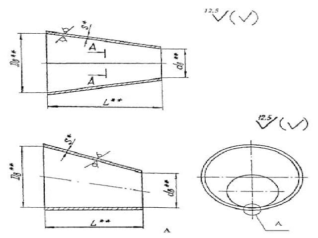 Чертеж перехода сварного листового ОСТ 34.10.753-97