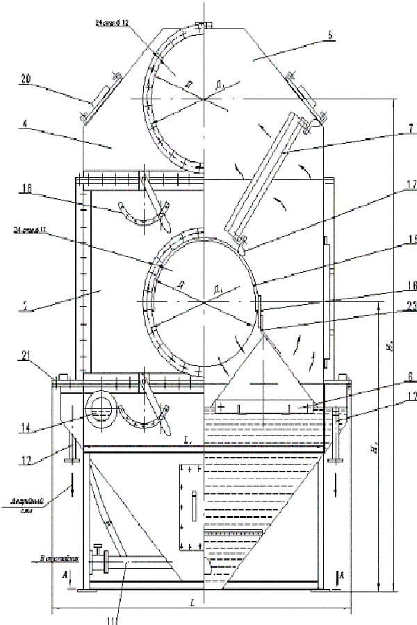 Габариты пылеуловителя ПВМ30ЗИК