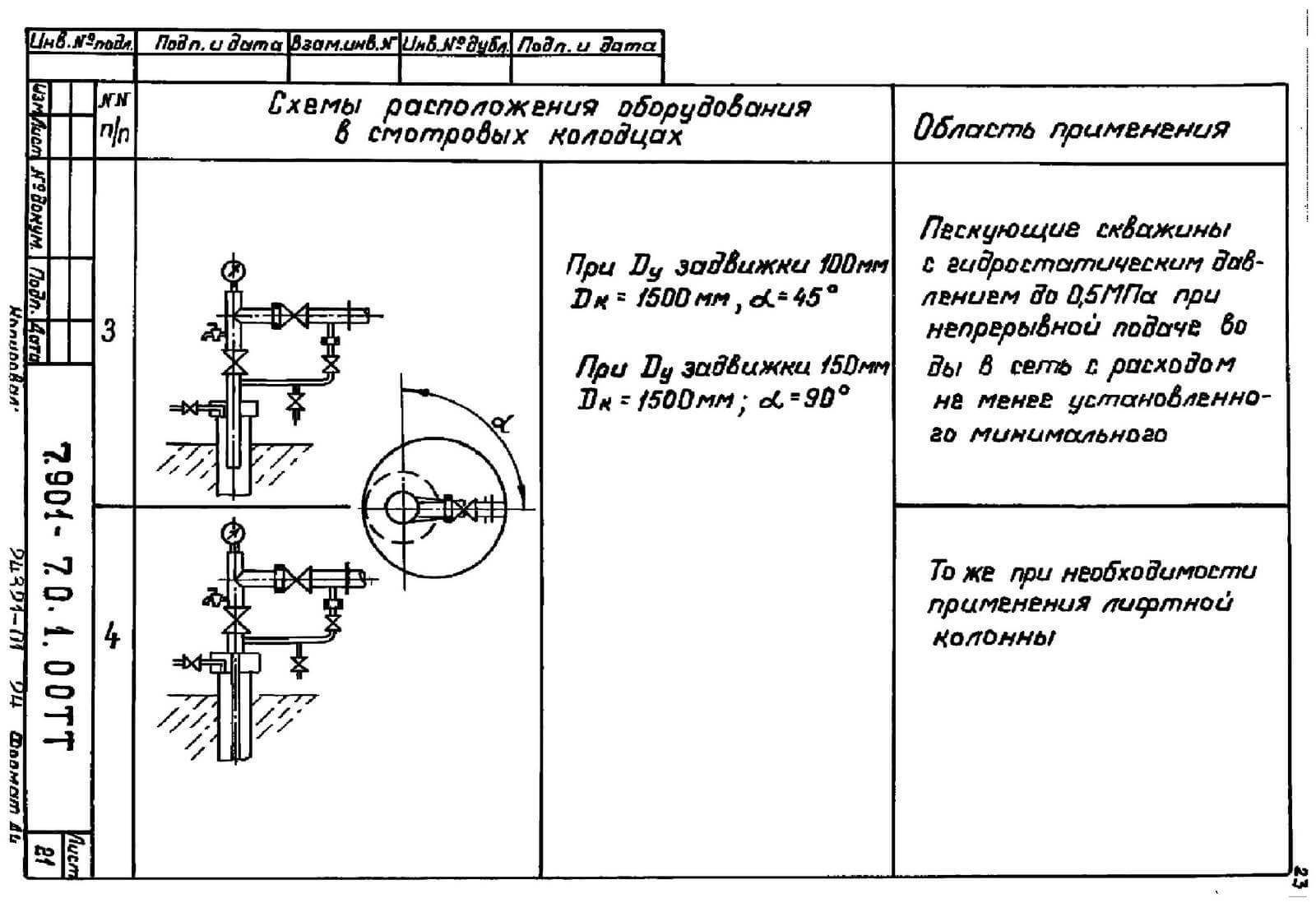 Схема расположения оборудования в смотровых колодцах серия 7-901-7