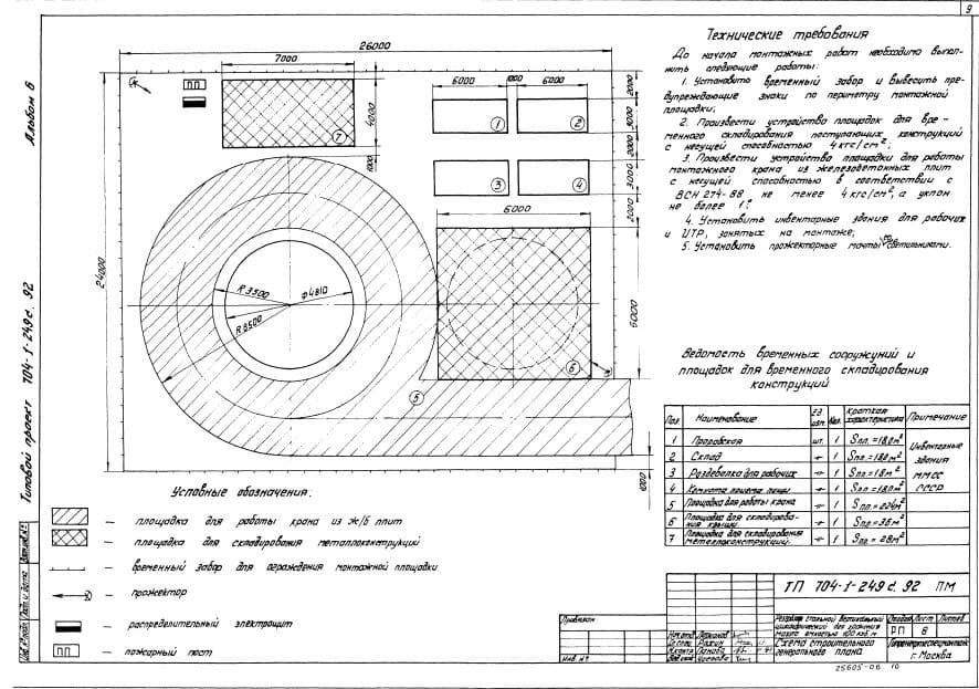 Чертеж вертикального рзервуара ТП 704-1-249 вып.6