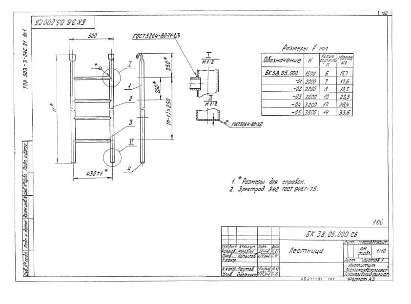 Чертеж лестницы ТПР 903-3-04С-91