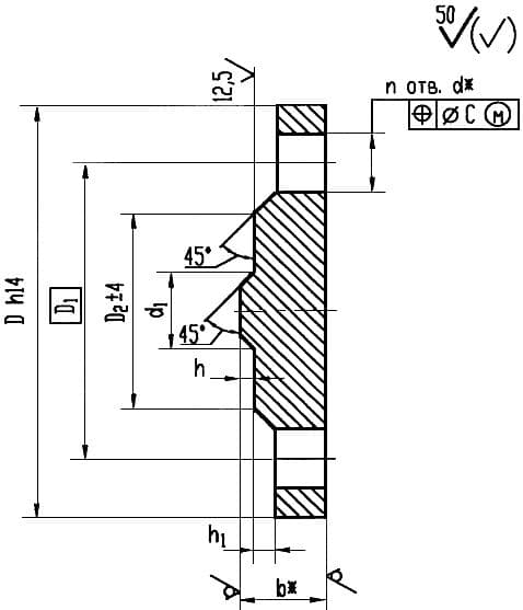 Чертеж заглушки с выступом фланцевой