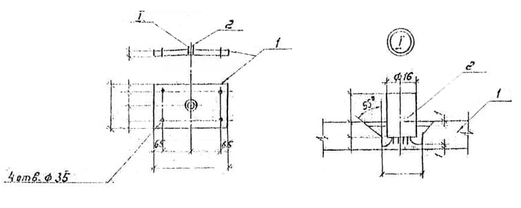 Схематический чертеж элемента крепежа Д-1