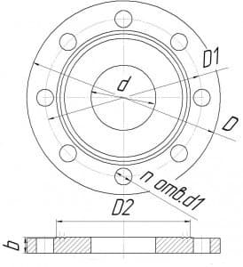 Чертеж фланца стального ГОСТ 4433-76 Чертеж фланца стального ГОСТ 4433-76