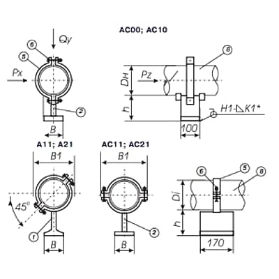 Чертеж опоры тавровой хомутовой ТХ