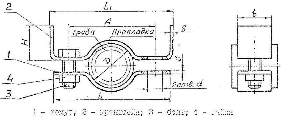 Схема подвески судовых трубопроводов тип 1