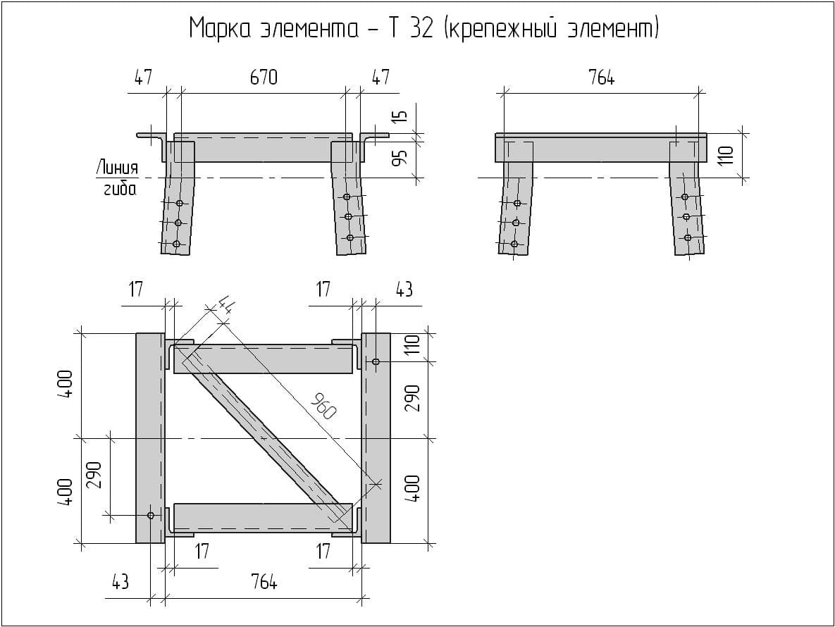 Чертеж Т 32 (крепежный элемент) Чертеж Т 32 (крепежный элемент)