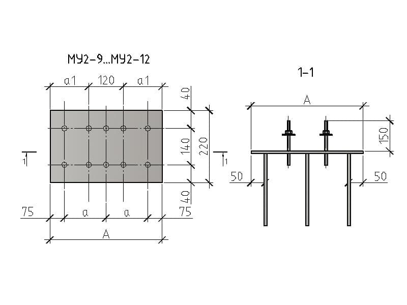 Чертеж изделия МУ 2-9...МУ2-12 Чертеж изделия МУ 2-9...МУ2-12