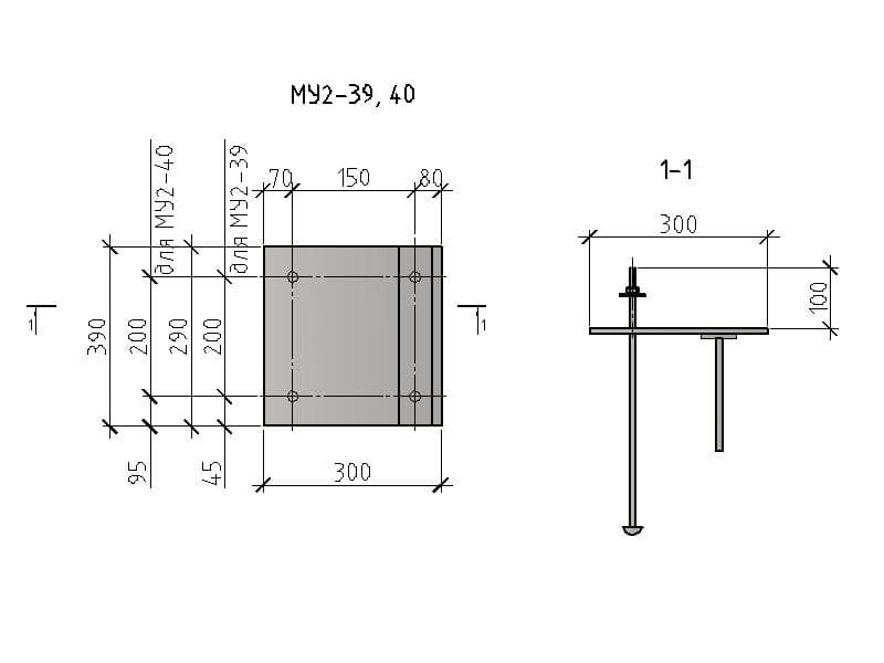 Чертеж изделия МУ2-39, МУ2-40 Чертеж изделия МУ2-39, МУ2-40