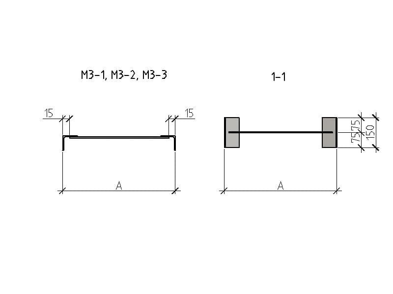 Чертеж изделия закладного МУ3-1...МУ3-3