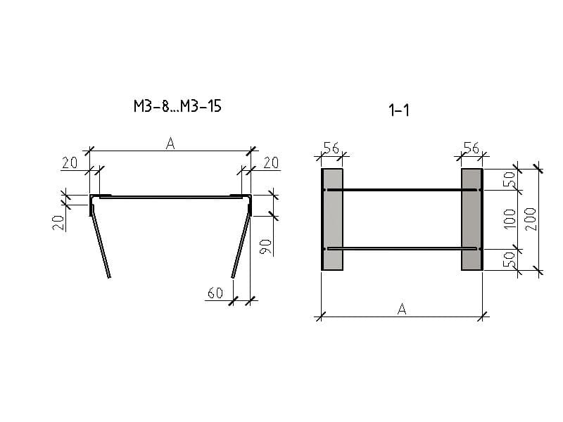 Чертеж изделия закладного МУ3-8...МУ3-15 Чертеж изделия закладного МУ3-8...МУ3-15