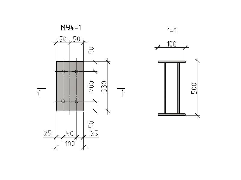 Чертеж изделия закладного МУ4-1