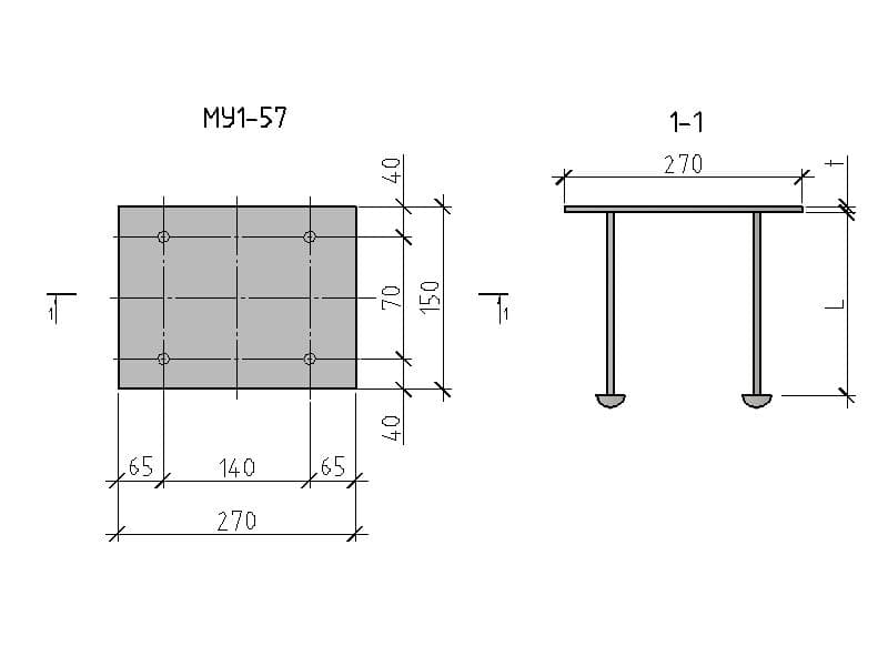Чертеж изделия закладного МУ 1-57 Чертеж изделия закладного МУ 1-57