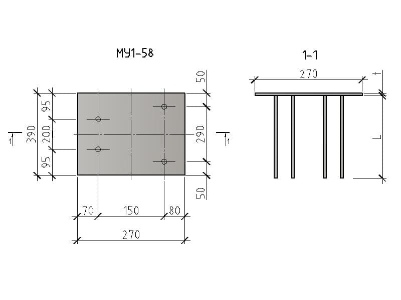 Чертеж изделия закладного МУ 1-58 Чертеж изделия закладного МУ 1-58