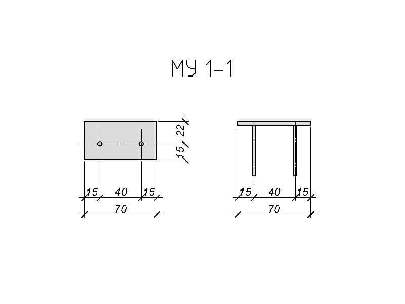 Чертеж изделия закладного МУ 1-1 Чертеж изделия закладного МУ 1-1