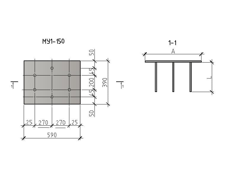 Чертеж изделия МУ 1-150