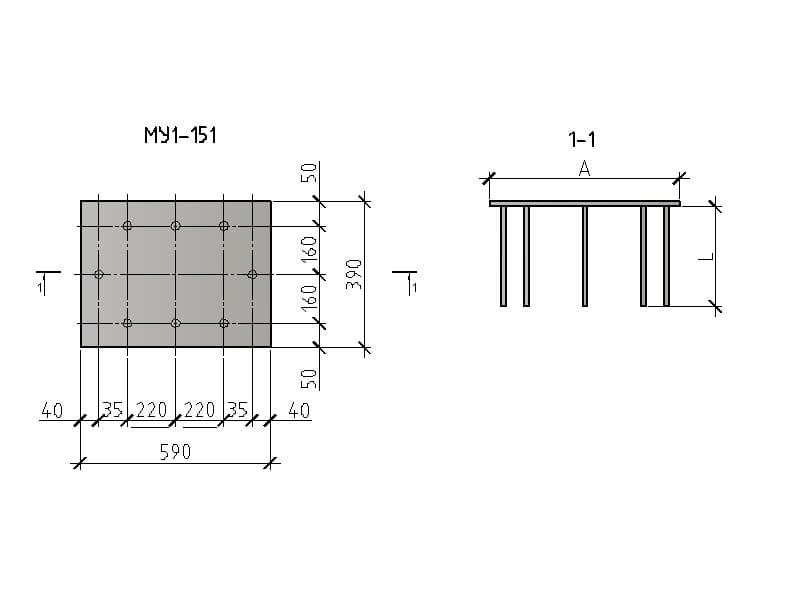 Чертеж изделия закладного МУ 1-151