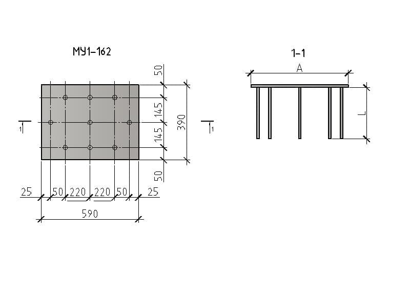 Чертеж изделия закладного МУ 1-162 Чертеж изделия закладного МУ 1-162