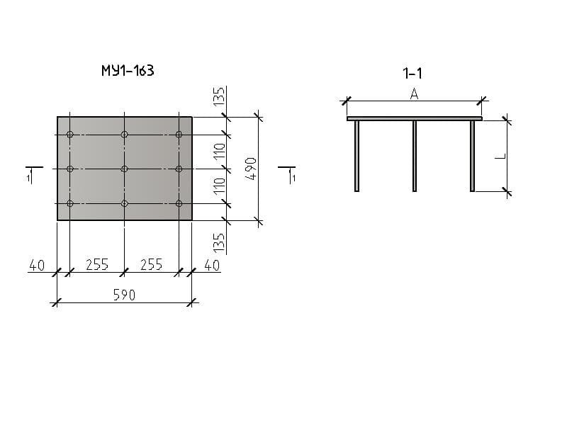 Чертеж изделия закладного МУ 1-163 Чертеж изделия закладного МУ 1-163