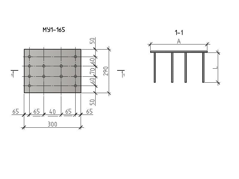 Чертеж изделия закладного МУ 1-165 Чертеж изделия закладного МУ 1-165