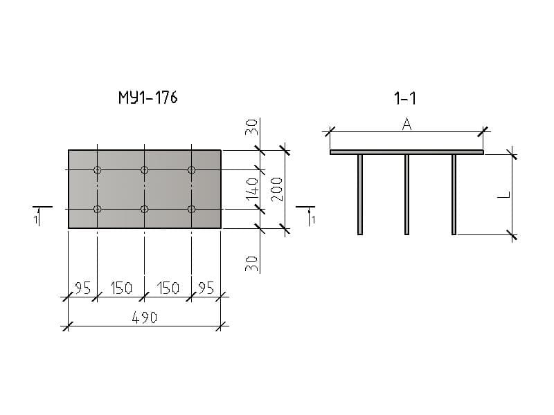 Чертеж изделия закладного МУ 1-176