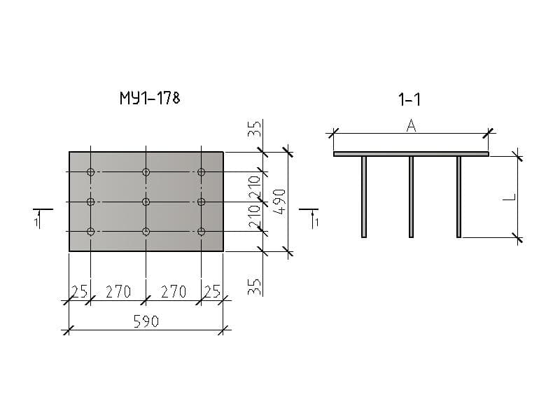Чертеж издалия закладного МУ 1-178
