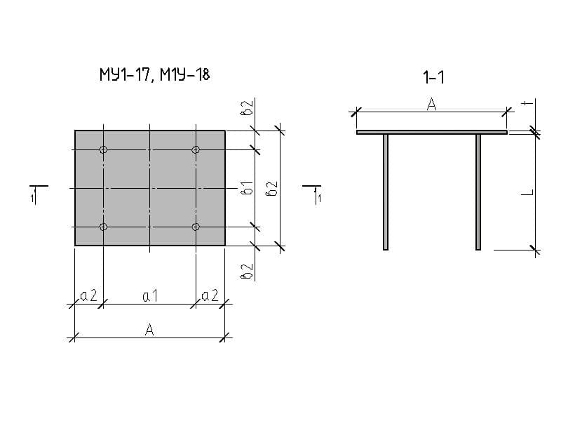 Чертеж изделия закладного МУ 1- 17, МУ 1-18