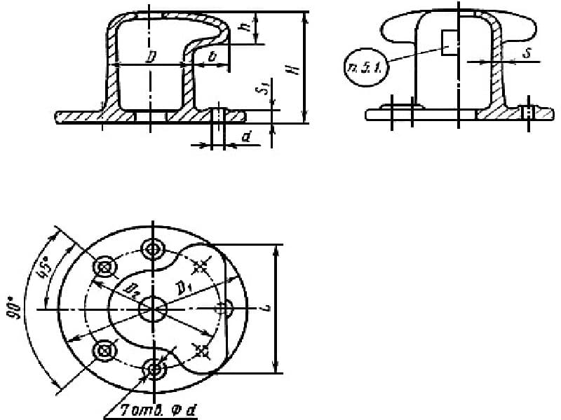 Чертеж швартовой тумбы ТСО