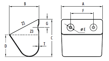 Чертеж элеваторного ковша Continental DIN 15233