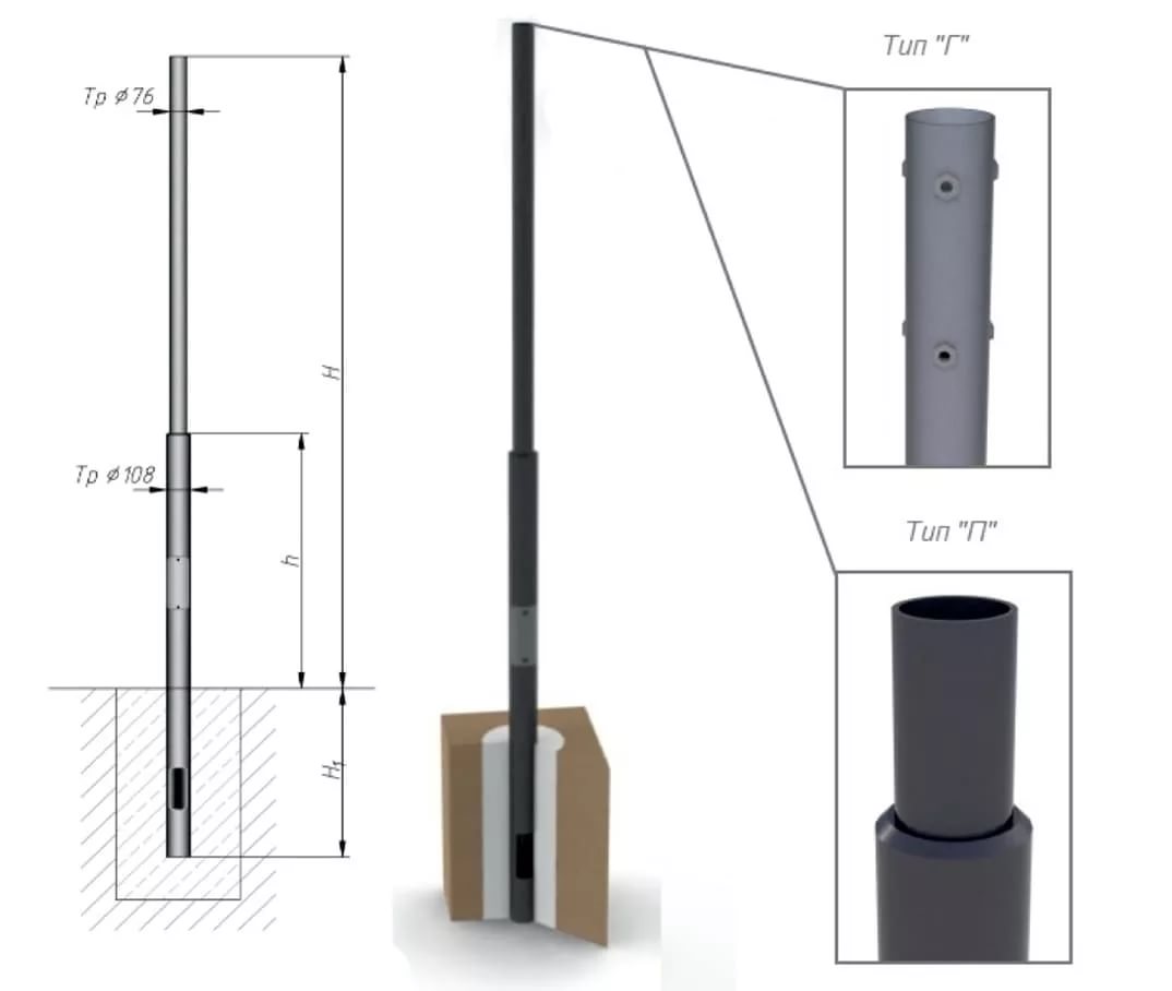 Опора освещения ОТ1 чертеж и фото Опора освещения ОТ1 чертеж и фото